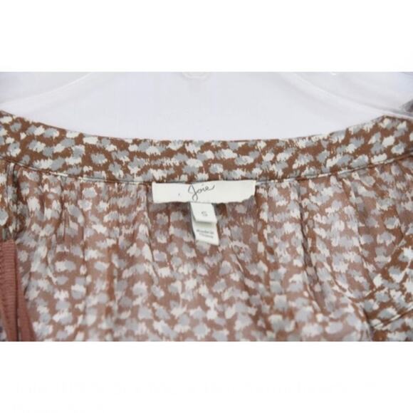 JOIE Molly Dot Sheer Silk Long Sleeve Brown White Dress Size Small - Picture 11 of 14